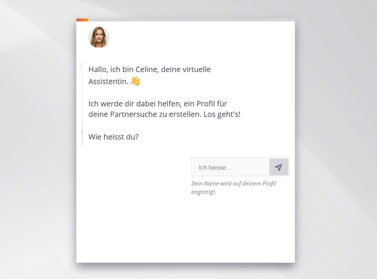 Erster Schritt der Anmeldung bei 60plusTreff: der virtuelle Assistent fragt nach dem Vornamen